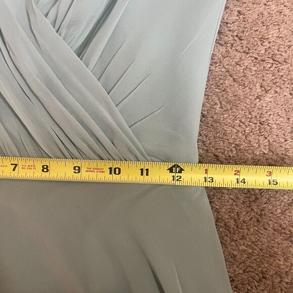 David's Bridal Womens Maxi Gown Dress Size 0 Sage Green Bridesmaid Prom Formal - Picture 11 of 13